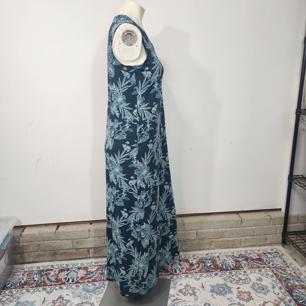 J. Jill Wearever Collection Maxi Dress Small Tall Blue Floral Sleeveless Stretch - Picture 11 of 13